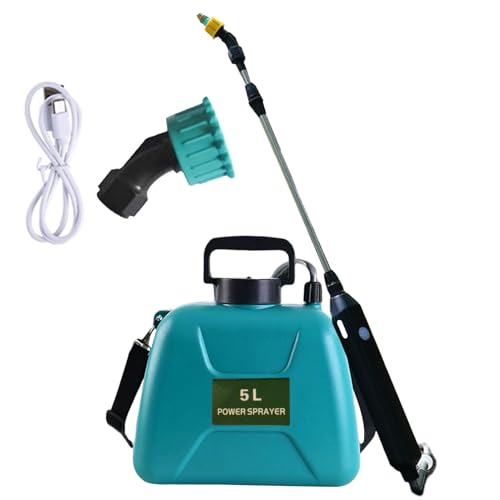 5L Elektrischer Gartensprüher, Tragbarer Garten Unkraut Wassersprüher, Stabiler Batteriebetriebener Drucksprüher Rasensprüher mit 2 Sprühdüsen & Teleskopstab, für Outdoor Rasen & Garten von Qukoielly