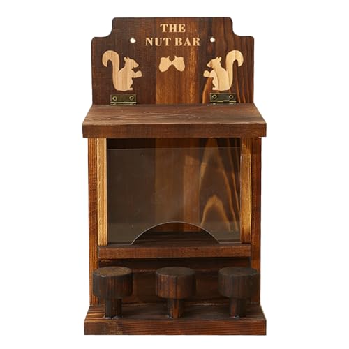 Holz Eichhörnchen Feeder Box, Schöne Eichhörnchen Futterspender mit 3 kleinen Hocker, Wetterfeste Streifenhörnchen Feeder Station, Gartendekoration Eichhörnchen Futterspender, für Garten, Hof von Qukoielly
