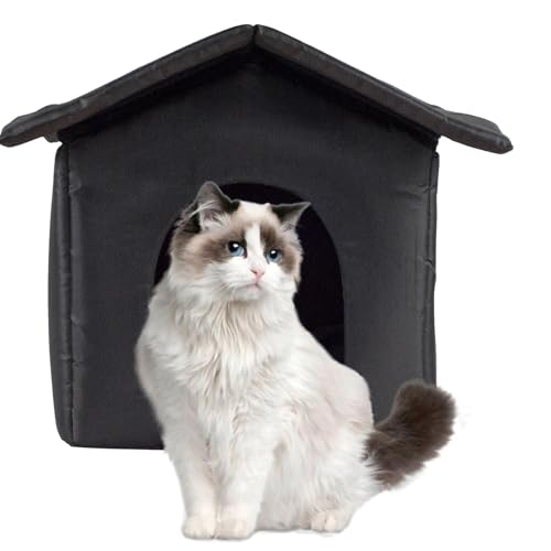 Katzenhaus im Freien, tragbar, isoliert, Kätzchen-Unterschlupf, wasserdicht, streunende Katzen-Unterstände, wetterfestes Haustier-Unterschlupfhaus, rutschfestes Katzenzelt, für den Innen- und von Qukoielly