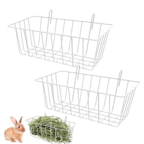 Qukoielly 2 x Heu-Futterspender, Mehrzweck-Metall-Futterspender für Kaninchen, leichtes Heuregal, waschbar, leicht zu reinigen und zu pflegen, Grashalter, für Frettchen, Kaninchen, Meerschweinchen von Qukoielly