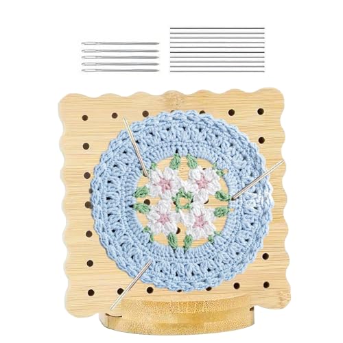 Qukoielly Blockierbretter für Strickprojekte, quadratische Häkelpinnwand mit 10 Klammern, handgefertigtes Strickwerkzeug für Frauen, Ehefrau, Tochter, Oma, Tante, Mutter, Bastelprojekte von Qukoielly