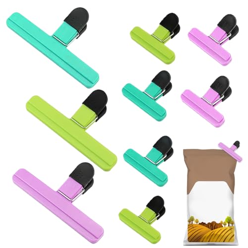 Qukoielly Chipbeutelclip | 9 Stücke Snackclips für Beutel,Robuste Zwei Größen Klammern Mit Luftdichtem Verschluss Griff,für Brot Snacks Kühlschrank Küchenaufbewahrung von Qukoielly