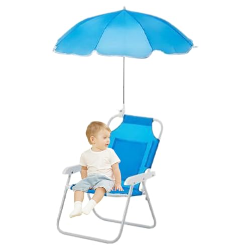 Qukoielly Kinder Strandstuhl,Klappbarer Strandliegestuhl Mit Sonnenschutz | Tragfaehige Liegefunktion Fuer Reisen Picknick Garten Pool von Qukoielly