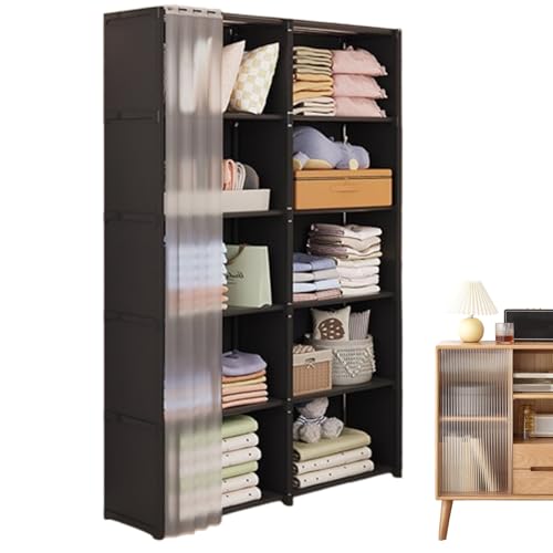 Qukoielly Kleiderständer zur Aufbewahrung von Kleidung, staubdichter tragbarer Kleiderschrank, Kleiderständer, Kleider-Organizer, , einfach zu montieren, Schrank-Organizer mit Regalen, für von Qukoielly