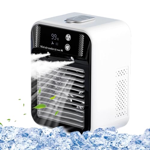 Qukoielly Klimaanlagen Ventilator,Tragbarer Klimakühler Mit LED Display - Persönliche Kühlung Langlebig Für Tisch Büro Zuhause Camping Boden von Qukoielly