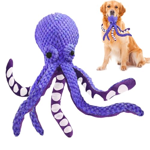 Qukoielly Kraken Hundespielzeug,Oktopus Weiches Hundespielzeug - Beisspielzeug Mit Quietschfunktion Interaktiv Für Drinnen Reisen Garten Pool Spielzeit von Qukoielly