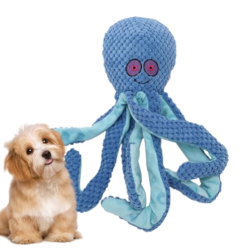 Qukoielly Quietschendes Gefülltes Hundespielzeug - Octopus Form Hunde Zahnreinigung Spielzeug | Welpen Spielzeug Bei Zahnung Für Haustierbesitzer Trainer | Für Innen Und Aussen Wohnung Park Wohnzimmer von Qukoielly