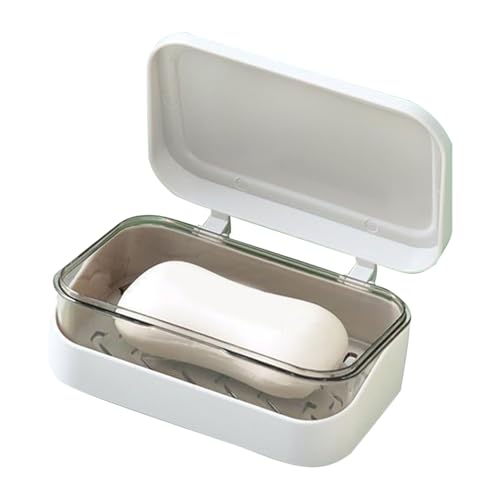 Qukoielly Reise-Seifenschale, 2-lagige Seifenschale, staubdichter Behälter mit Deckel für Küche, Dusche, Badezimmer, Camping, Waschbecken, Badewanne, Geschirrspülen von Qukoielly
