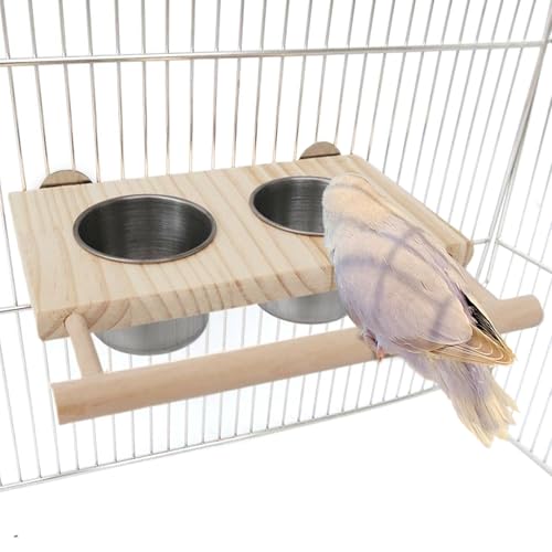 Qukoielly Vogelkäfig Sitzstange - Vögel Sitzstange Futterspielzeug Nymphensittich | Holz Zubehör Mit Edelstahl Näpfen Für Mittelkleine Nymphensittich Conure Unzertrennliche Finken Aras Trinken | Für Qukoielly Vogelkäfig Sitzstange - Vögel Sitzstange Futterspielzeug Nymphensittich | Holz Zubehör Mit Edelstahl Näpfen Für Mittelkleine Nymphensittich Conure Unzertrennliche Finken Aras Trinken | Für von Qukoielly