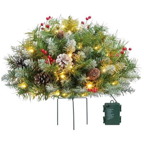 Qukoielly Weihnachts-Urnenfüller für den Außenbereich – beleuchteter Pflanzgefäß mit Stativpfahl, Urlaubsdekoration für Familienfeiern, Garten, Blumenbeete, von Qukoielly