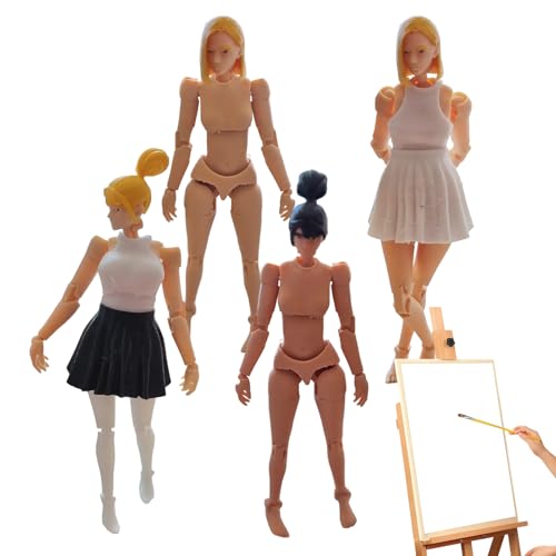 Qukoielly Zeichenpuppe Gliederpuppe - Bewegliche Zeichenmodelle - 4-teilige Posebare Kunstpuppe Weiblicher Körper Für Dekoration Malerei Kreative Gestaltung Sammlung Display von Qukoielly