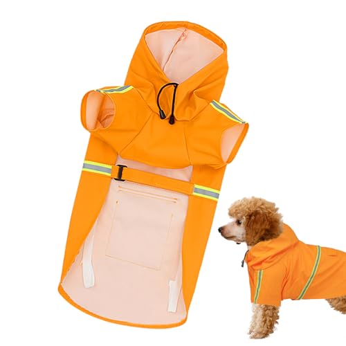 Qukoielly wasserdichte Hundejacke, Hunderegenmantel | Leicht tragbare Haustier-Regenjacke | Winddichter Regenmantel. Leicht tragbarer, atmungsaktiver, Verstellbarer Haustiermantel mit Kapuze zum von Qukoielly