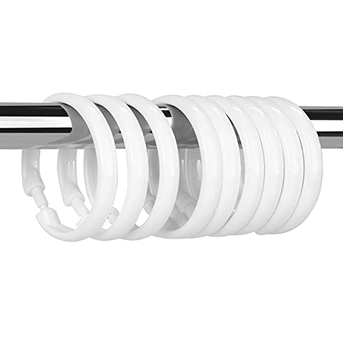 Qulable 12 Packungen runde Duschvorhangringe, Kunststoff-O-Ringe für Badezimmer, gleiten leicht auf Badezimmer-Duschstange von Qulable