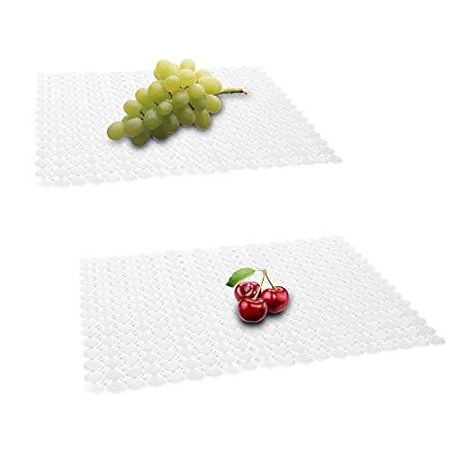 Qulable 2 Stück Küchenspüle-Matte für Edelstahl/Keramikspülen, PVC-umweltfreundliche Schutzfolien für den Boden der Küchenspüle, verstellbar, Punkte-Design, 11.8x15.7 cm (transparent) von Qulable