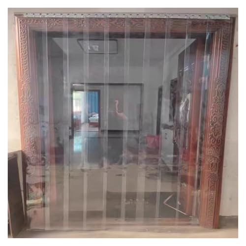 Qulamrdk Glatter PVC-Türvorhang，Transparent Streifenvorhang Winddicht Wasserdicht PVC-Streifen Stallvorhang für Gewerbliche Gefrierschränke, Lager, Garagentore(90x280cm/35.43x110.2in) von Qulamrdk