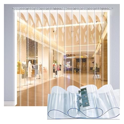 Qulamrdk Industrievorhang Lamellen Transparent PVC, Wasserdicht Türvorhang Geeignet für Den Supermarkt -Eingangstür Korridor, Einfache Installation(75x280cm/29.53x110.2in) von Qulamrdk