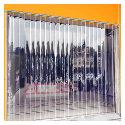 Qulamrdk Transparent PVC Streifenvorhänge Streifenvorhangset für Kühlraums Streifenvorhang Türvorhang Geeignet für Fabriklager -Garagen, Anpassbar(165x250cm/64.96x98.43in) von Qulamrdk