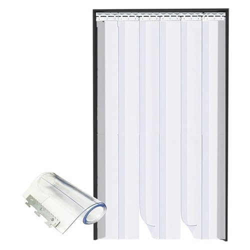 Qulamrdk Wasserdicht Transparent Lamellenvorhang, Gefrierschrankvorhänge PVC Streifenvorhang Geeignet für Supermarktbüros zu Hause, (165x280cm/64.96x110.2in) von Qulamrdk