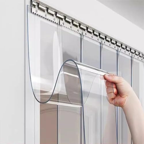 Qulamrdk Streifenvorhang PVC, Transparent Staubdicht Lamellenvorhang, Geeignet für Supermärkte und Familien, Individuell Anpassbar(0.9x2.2m) von Qulamrdk