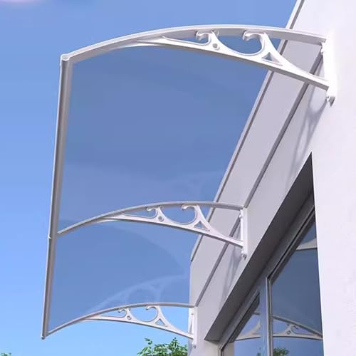 Tür Vordach Markise Polycarbonat Türbeschattung Außen Regenwasserschutz Aus für Dächer Von Hintertüren, Anpassbar Qulamrdk(Color:Clear,Size:120x100cm) von Qulamrdk