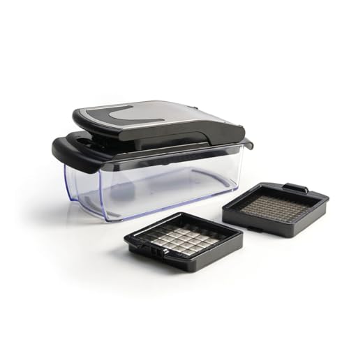 QULINART Manueller Gemüsezerkleinerer mit Behälter – Klingen aus Edelstahl + Gehäuse aus ABS/PS/TPE – effizient und einfach – Kein Strom – Spülmaschinenfest – Fassungsvermögen: 1,2 l – Schwarz/Grau QULINART Manueller Gemüsezerkleinerer mit Behälter – Klingen aus Edelstahl + Gehäuse aus ABS/PS/TPE – effizient und einfach – Kein Strom – Spülmaschinenfest – Fassungsvermögen: 1,2 l – Schwarz/Grau von Qulinart