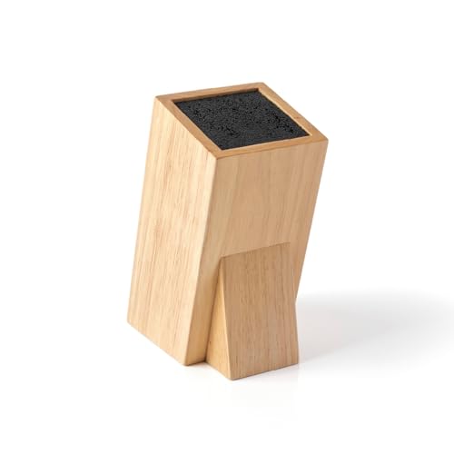QULINART Universal-Messerhalter – Gummibaumholzblock mit flexiblen Stäben für mehrere Utensilien – platzsparend und langlebig – kompaktes Design 25,5 cm x 15,5 cm x 11 cm – Naturholz von Qulinart