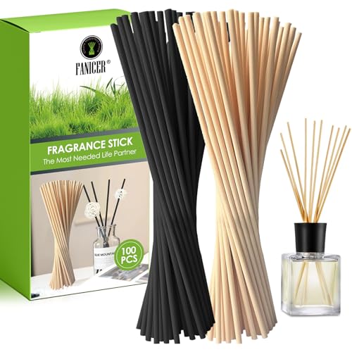 100 Stück Raumduft Stäbchen,Stäbchen Raumduft für Büro Zuhause Spa,Aroma Diffuser Stäbchen,für Deko,Raumerfrischung,Raumduft,Badezimmer,Wohnzimmer,Büro (Natur, Schwarz) von Qullmartle