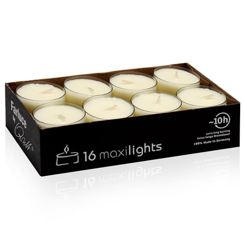 Qult Farluce Teelichter in Kunststoffhülle - Rußfrei - unbeduftet - Maxilights - Natur von Qult