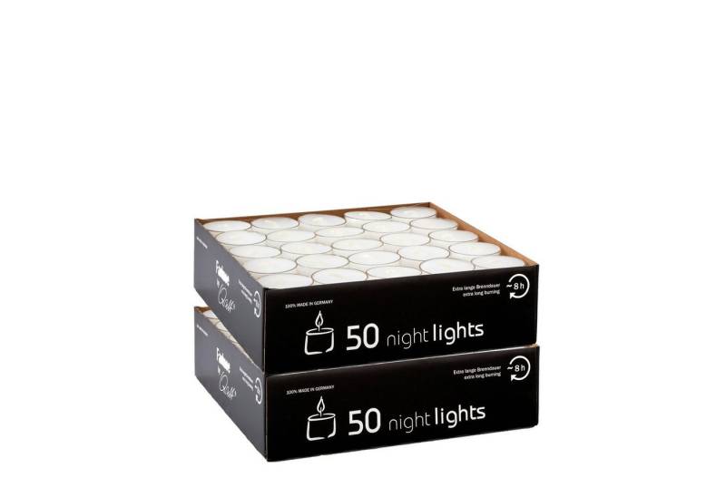 Qult Teelicht Nightlights (2-tlg), Nightlights weiß - in Kunststoffhülle 8 Stunden von Qult