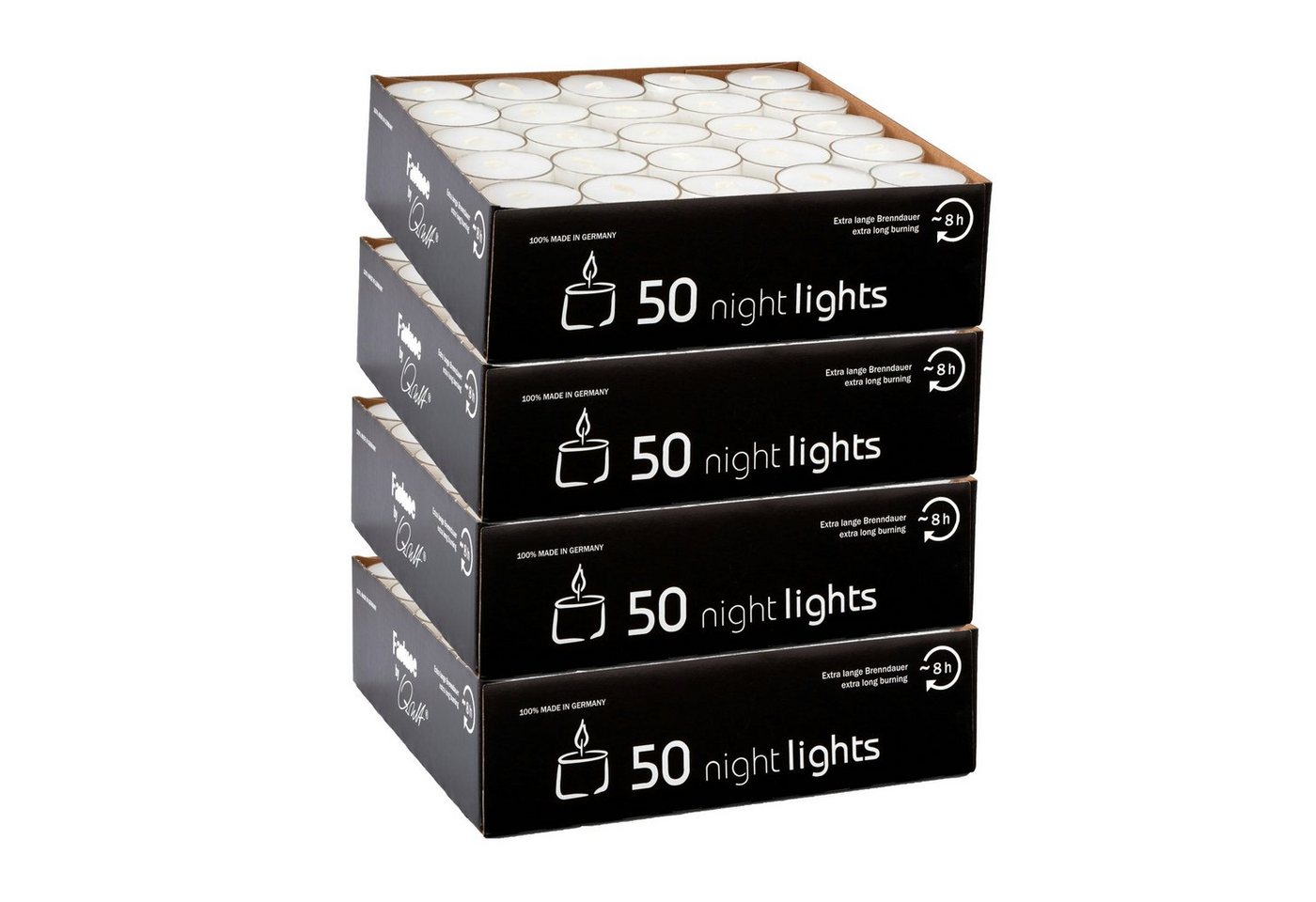 Qult Teelicht Nightlights (4-tlg), Teelichter in Kunststoffhülle und Premiumqualität von Qult