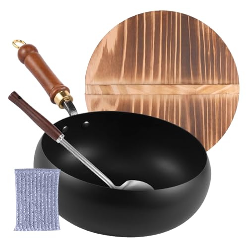 Qumiuu Gusseiserner Topf | Antihaft Kochtopf Zum Kochen - Küchenzubehör Bratpfanne Mit Pfannenwender Für Induktion Haushalt Wohnung Restaurant Camping Suppe Nudeln Fleisch von Qumiuu