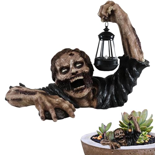 Qumiuu Halloween-Laternen | Horror-Krabbelnde-Zombie-Laterne - Figuren Skulptur Kunst Licht Statue Für Garten Terrasse Innenbereich Balkon von Qumiuu