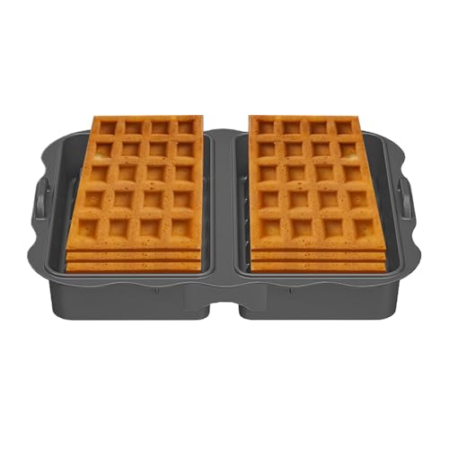 Qumiuu Waffelform | 2-Fach Silikon Backform | Brotbackform Heißluftfritteuse Zubehör | Haushaltsküche Brunch Snack Familienessen Feiertagsfest Wochenendparty von Qumiuu