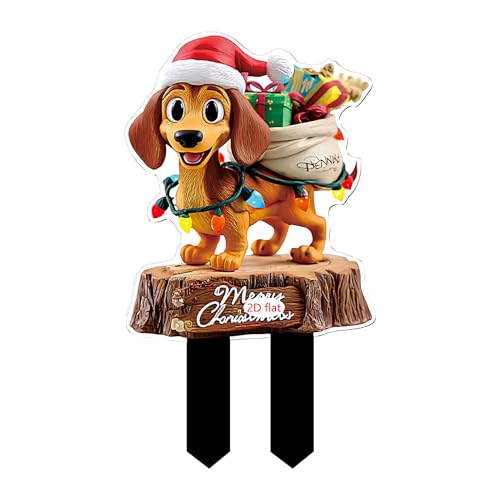 Qumiuu Weihnachts Gartenstäbe Deko - Gartenzeichen Für Draußen - Flache Acryl-Deko Für Rasen Beete Töpfe Terrasse Wege Gartenbeleuchtung Vorgarten von Qumiuu