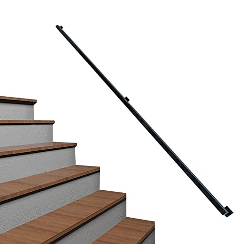Leiterhandläufe Geländerhandlauf für Treppen, an der Wand montierte Stützstange, Haltegriffe aus schwarzem quadratischem Metall aus Schmiedeeisen, Balustrade für Innen- und Außentr von Qunine