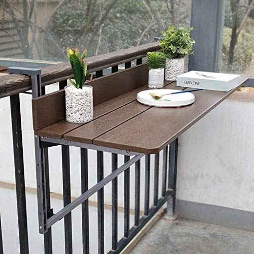 Qunine Balkontisch, Klappbar, Verstellbar, Holzimitat, Esszimmer, Garten, Balkon, Terrassenmöbel, 120*37cm, Braun von QUNINE