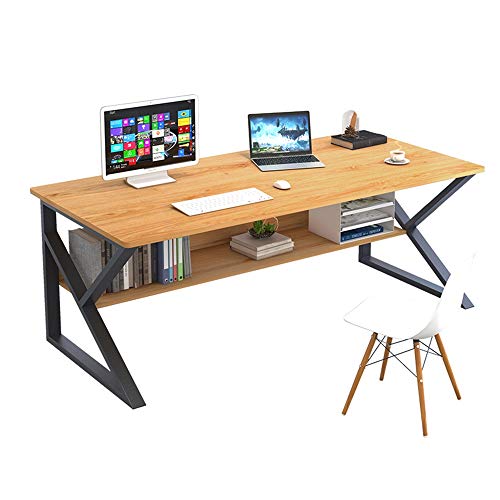 Qunine Tragbarer Tisch, Computertisch mit kräftiger Stahlrohrhalterung, tragbarer Schreibtisch mit unterem Regal, großer Desktop-Betttisch, für Schlafzimmer/Arbeitszimmer/Büro (Farbe: A, von Qunine