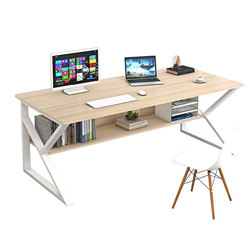 Qunine Tragbarer Tisch, Computertisch mit kräftiger Stahlrohrhalterung, tragbarer Schreibtisch mit unterem Regal, großer Desktop-Betttisch, für Schlafzimmer/Arbeitszimmer/Büro (Farbe: B, von Qunine