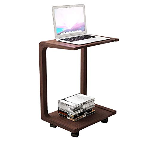 Qunine Tragbarer Tisch-Laptop-Schreibtisch mit Lenkrollen, mobiler Schreibtisch in Stehhöhe, tragbares Podium und rollendes Präsentationspult, Nachttisch, Sofatisch (Farbe: C) von Qunine