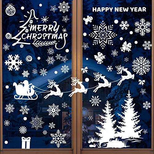 Fensterbilder Weihnachten, 179 Stück Fenstersticker, Schneeflocken Fensterdeko für Winter Weihnachts Fenster,Dekoration,Fensterscheiben,Vitrinen,Schneeflocken Weihnachtsdeko von Qunkun