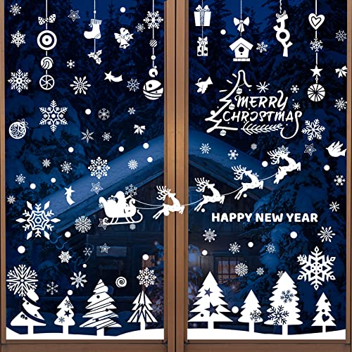 Fensterbilder Weihnachten, 179 Stück Fenstersticker, Schneeflocken Fensterdeko für Winter Weihnachts Fenster,Dekoration,Fensterscheiben,Vitrinen,Schneeflocken Weihnachtsdeko von Qunkun