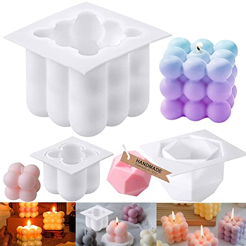 3 Stück Kerzen Silikonform 3D zum Gießen,Silikon-Kerzenformen, Bubble Cube Ball Harz Kerze, Handgemachte Sojawachs Kerzenform,Schokoladen-Backformen, DIY Backwerkzeuge für Seife, Pudding, Kuchen von Qunkun