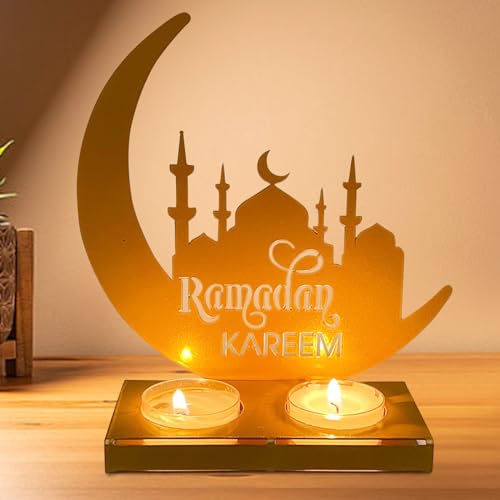 Kerzenhalter, Ramadan Eid Mubarak Dekoration, Ramadan DIY Lampe, EID Mubarak Dekor, Eid Mubarak Tischdekoration, Ramadan Dekoration, Ramadan Kerzenhalter für Muslimische Heimdekoration Geschenk von Qunkun