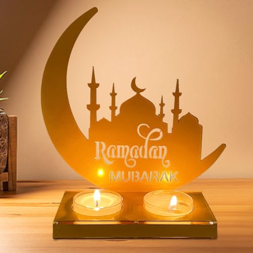 Kerzenhalter, Ramadan Eid Mubarak Dekoration, Ramadan DIY Lampe, EID Mubarak Dekor, Eid Mubarak Tischdekoration, Ramadan Dekoration, Ramadan Kerzenhalter für Muslimische Heimdekoration Geschenk von Qunkun