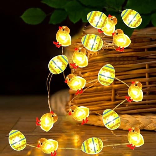 Lichterkette Ostern, LED Lichterkette Ostern, 3M Osterdeko Hasen Karotten, Warmweiß Osterküken Lichterkette, Ostern Deko Lichterketten, Schnurlicht für Ostern, Hasen Lichterketten Osterdekoration von Qunkun