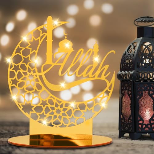 Ramadan Eid Mubarak Dekoration, Eid Mubarak Acryl Ornament, Mond Sterne Lampe Licht, Eid Mubarak Tischdekoration, Ramadan Dekoration, Ramadan Mond Nachtlicht, Eid Mubarak Hauptdekor DIY Geschenk von Qunkun