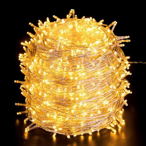 Quntis 100m 1000 LED Lichterkette Außen Warmweiß, IP44 8 Modi Weihnachtsbeleuchtung Strombetrieb Innen, Außen Lichterkette, Weihnachtsdeko für Tannenbaum Garten Balkon Terrasse Zimmer Hochzeit Party von Quntis