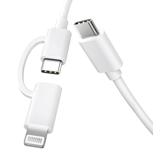 Quntis 2-in-1 USB C auf Lightning Kabel 2 Stück 2m MFi Zertifiziertes USB C auf C Schnellladekabel kompatibel mit iPhone 15/14/13/12/11/SE/XR, iPad, MacBook, Samsung, Huawei, Weiß von Quntis
