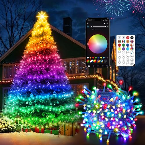 Quntis 30M 300LED Lichterkette mit Fernbedienung App Steuerung, Musik Sync Farbwechsel Weihnachtsbeleuchtung mit Timing, Smarte Bunt Lichterkette Außen IP44 für Weihnachten Deko Balkon Garten Party von Quntis
