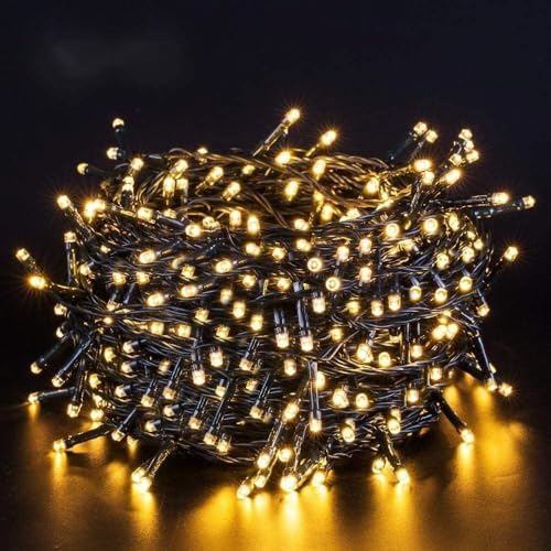 Quntis 40m 300 LED Lichterkette Außen Batterie Timer Warmweiß IP44 8 Modi Outdoor Weihnachtsbeleuchtung für Weihnachtsbaum Garten Balkon Terrasse Weihnachtsdeko Innen für Zimmer Fenster Wand Party von Quntis